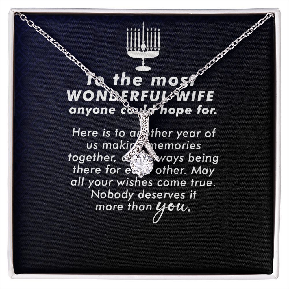 To My Wife More Than I Could Hope for Ribbon Necklace Silver Tone Standard Box